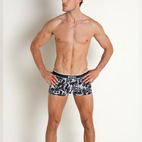 BOSS by Hugo Boss Palm Print Trunk in Black &White - Picture 4 of 7